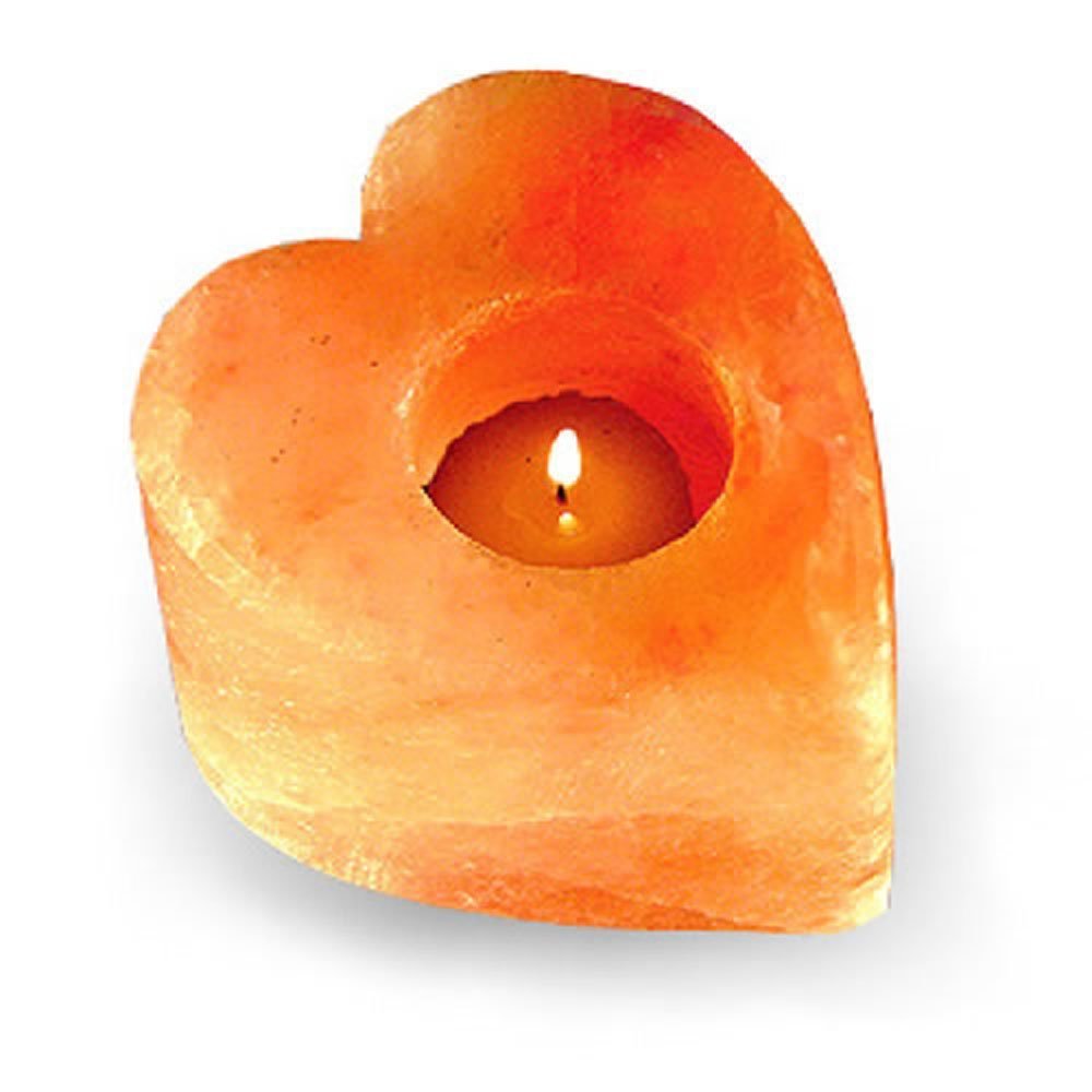Klass Home Heart Shape Candle Holders, Tea light candle holders, Himalayan salt candle holder - Glowing Air Purifier Natural Pink Tea Light Candle Holders | Crystal candle holders