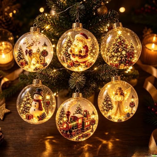Glowing Christmas Story Ornament, Mini Holiday Scene 3.94In 6 Pac...