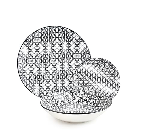 IBILI - 12-teiliges Tafelservice Bayern, Porzellanteller für 4...