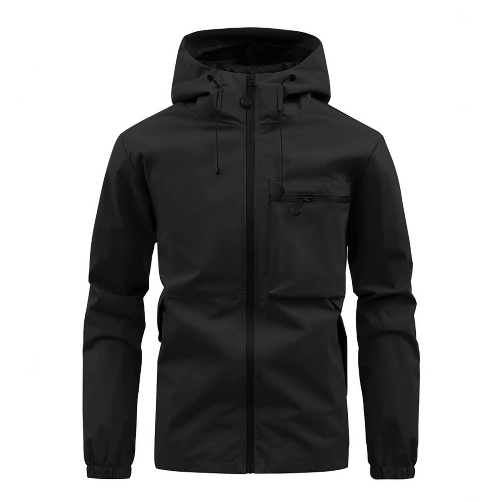 Chubasquero para bicicleta para hombre, transpirable, ligero, con capucha, cortavientos, chaqueta militar, chaqueta de ocio, chaqueta de senderismo, chaqueta funcional con cremallera