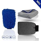 STERNSCHEIN Premium Auto Putz Set inkl. Microfasertuch, Waschhandschuh & Car Wash Mitt - innovatives Car Wash Kit für eine klare Fahrt - Poliertuch (3)