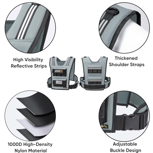 Image of APEXUP Adjustable Weighted Vest Men 20lbs /30lbs /40lbs Weights with Reflective Stripe, Weight Vest Woman Workout Vest for Strength Training Running Walking
