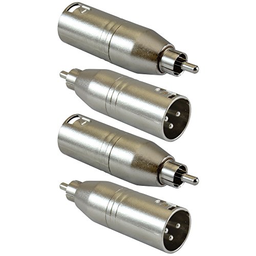GLS Audio XLR Male to RCA Male Adapter Gender Changer - XLR-M to RCA-M Coupler Adapters - 4 PACK