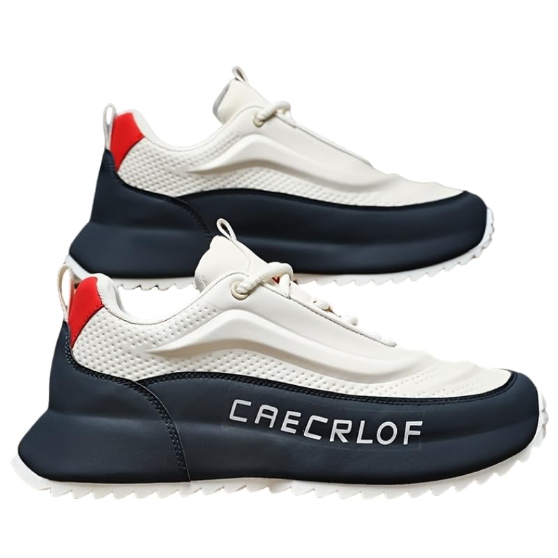 Men's Trendy Colour Block Sneakers, Comfy Non Slip Lace Up Casual Shoes for Men's Outdoor Activities