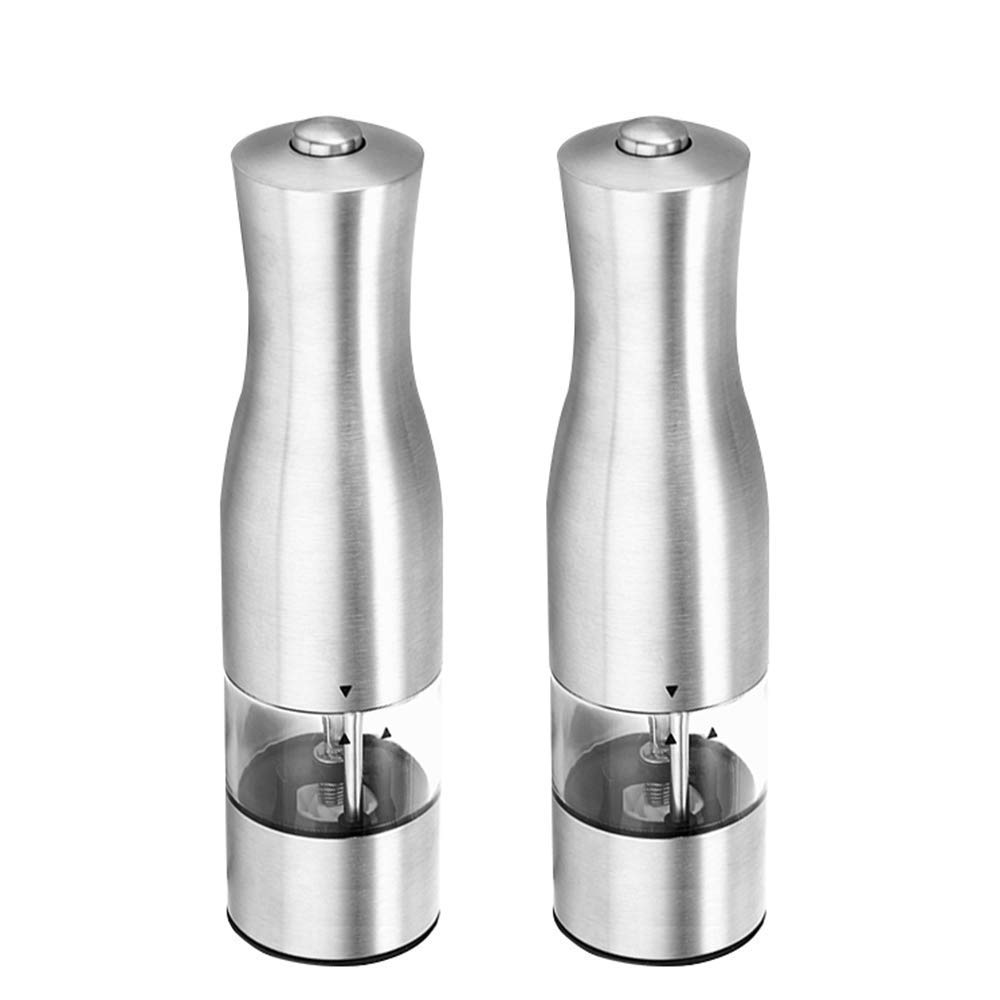 Ensemble de 2 moulins à sel et poivre RWRAPS en acier inoxydable brossé haut de gamme