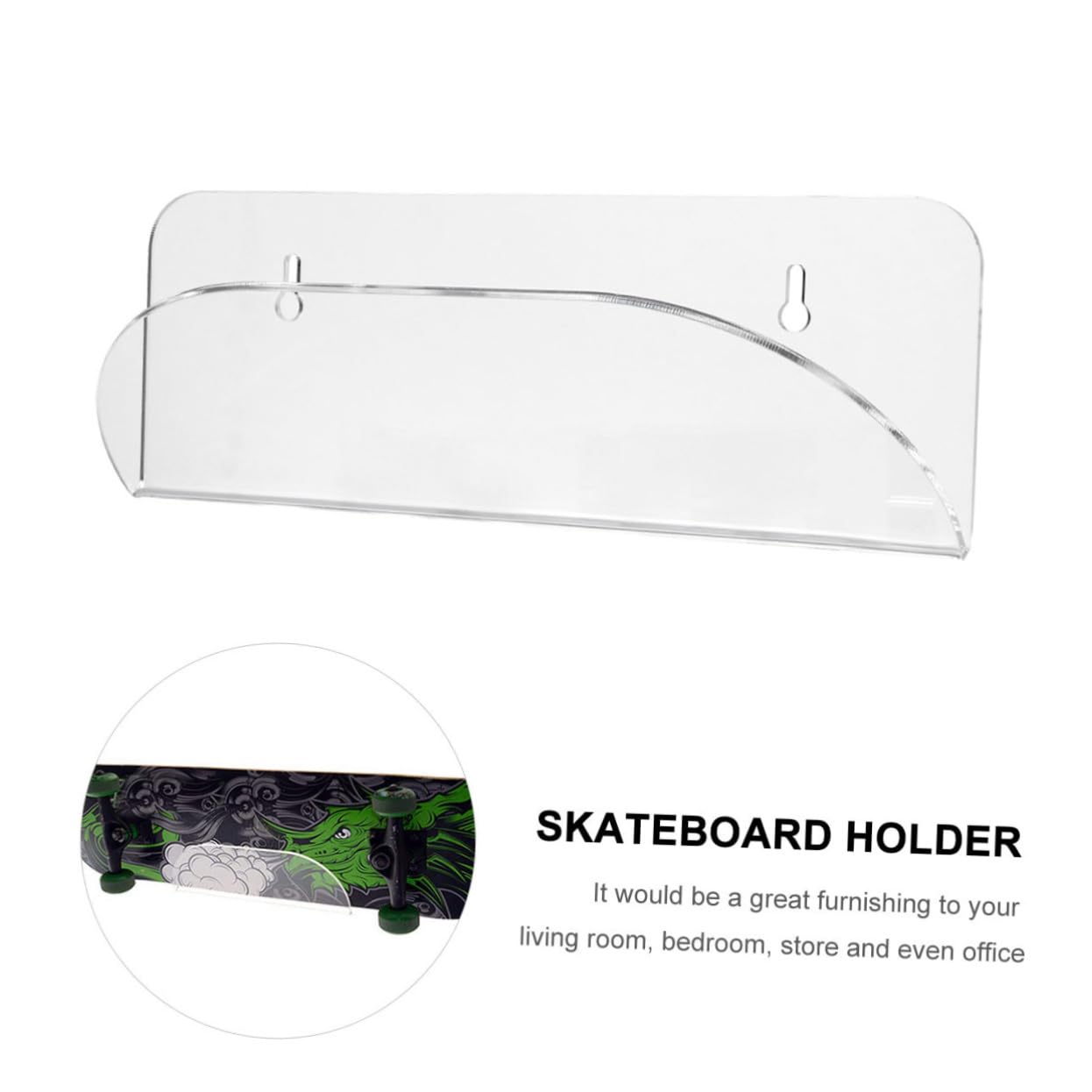 Kisangel 2 Pièces porte-skis wall shelf etendage mural skeatbord Rester présentoir de planche à roulettes support de planche à roulettes présentoir à long tableau Acrylique Transparent