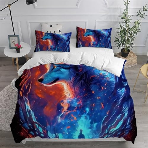Housse de couette loup zippée 200x200 pour lit double sans plis - 6