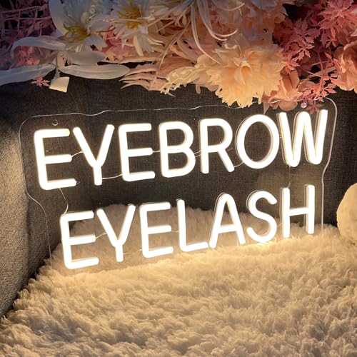 Image of Eyebrow Eyelash Neon Sign Spa Beauty Room Nail Brows Lashed Salon Studio LED Wall Art Decor For Business Stores Logo Barber Shops Led Word Indoor Custom Neon Lights 5V USB Powered Warm White 40x20.1cm
