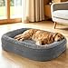 Pawk Orthopädisches Hundebett Grosse Hunde, 107x81cm Vierseitiges Nackenrolle Hundebett Orthopädisch, Memory Foam Hundekorb XL Wasserdicht rutschfest, Hundebetten Abnehmbar und Waschbar Outdoor, Gris