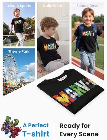 Disney Toddler Boys Black T-Shirt Marvel Avengers Tee Shirts Kids Black Widow Natasha Romanoff Girls Novelty Cotton Tops for Birthday Present Jersey Summer Outdoor Hiking Comfort Outfit 3-4 Years — view 7