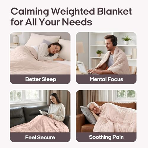 Image of ZonLi Weighted Blanket for Adults(80 inchx87 inch, 20lbs,Light Pink) King Size High Breathability Cooling Heavy Blanket, Soft Material with Premium Glass Beads,All-Season.