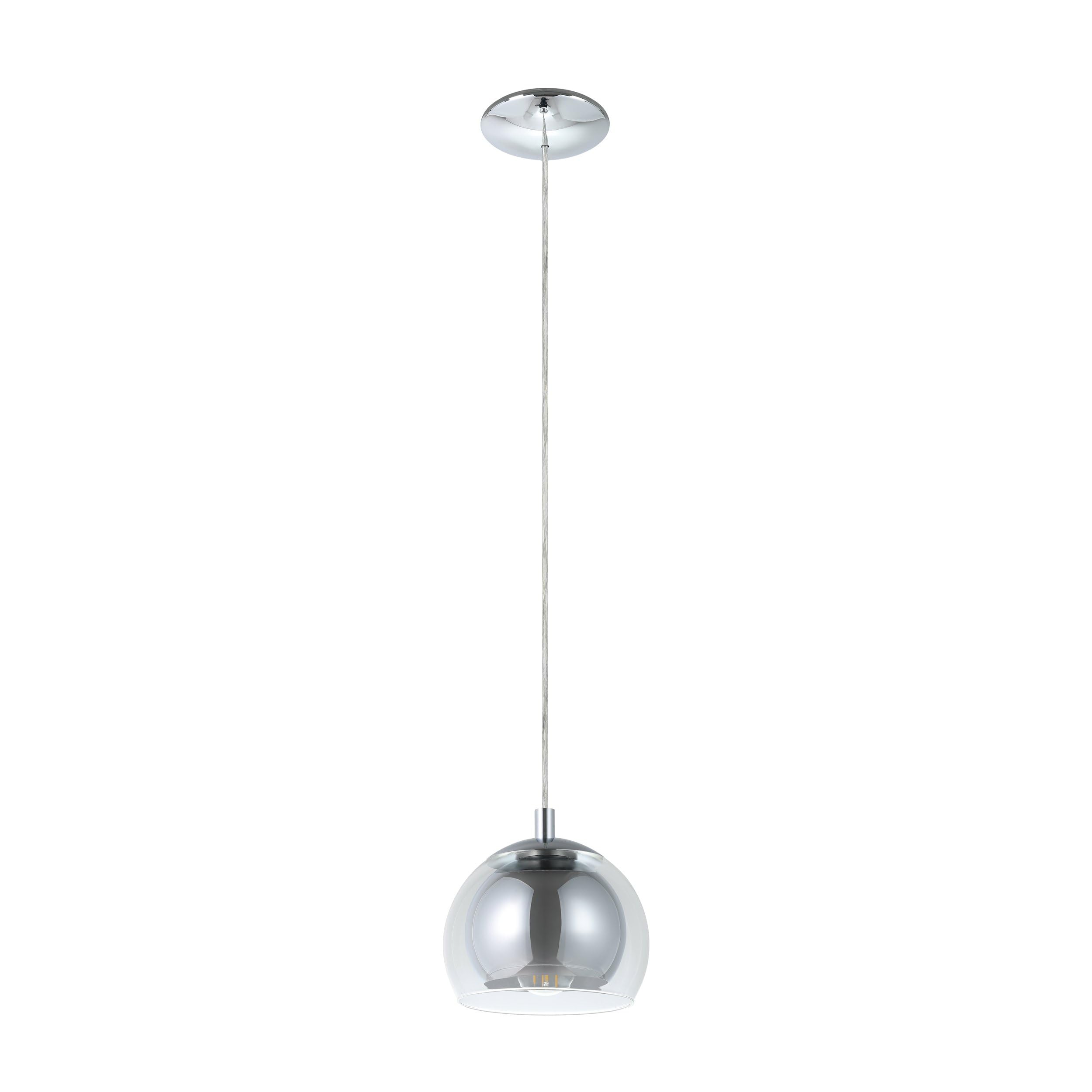 EGLO Lampa wisząca Rocamar, 1-płomienna lampa sufitowa | metalowa lampa chromowana ze szkłem przezroczystym, lampa do jadalni i salonu z oprawką E27
