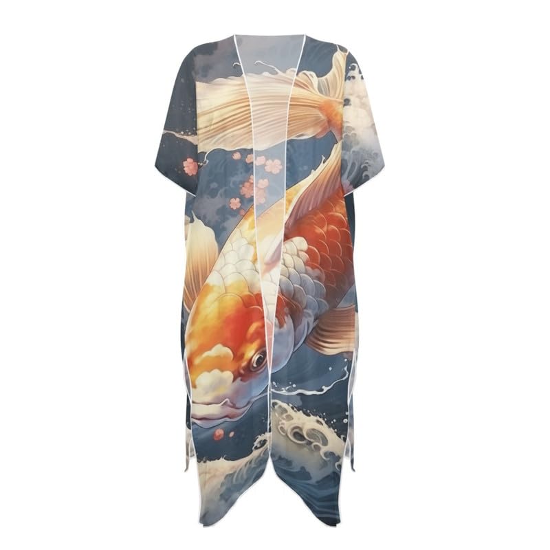 Irisjudy Women's Flowy Beach Kimono Boho Long Bikini Cover Up Dress, Tropical Style Short Sleeve Summer Kimono Cardigans2