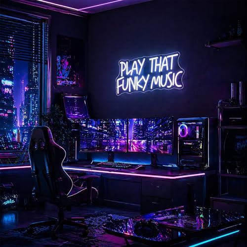 Image of White Neon Sign Led Neon Lights Signs for Wall Decor USB Powered Led Signs for Room Decoration-Play That Funky Music