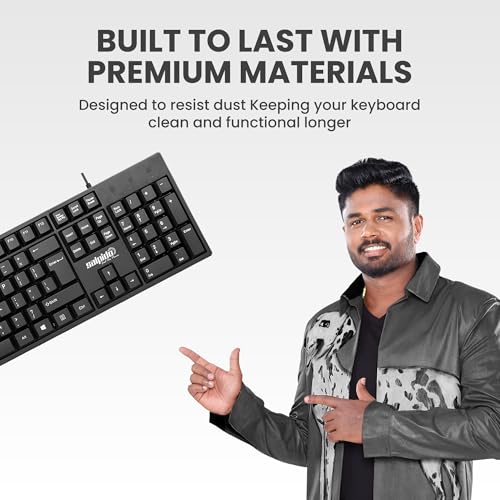 Image of G-103 Wired USB Office Keyboard with 104 Keys, Ergonomic Angled Design, Full-Size Keys for Comfortable Typing, Durable & Spill-Resistant for Daily Office & Home Use