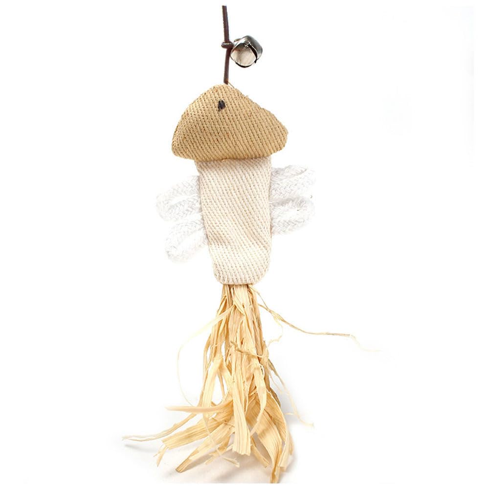 Kisangel 2pcs Toys Skull Decor Aquarium Fish Net for Large Aquarium Cat Scratchers for Indoor Cats Teaser Bell Teaser Stick Bamboo Wooden Stick - Image 4
