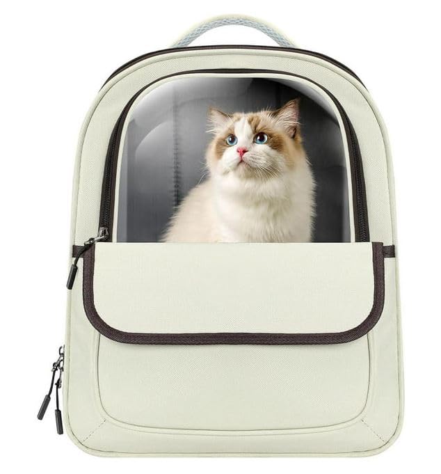 Scizor Cat Backpack Carrier,Pet Bubble Backpack Airline Approved, Pet Travel Carrying Bag for Small Medium Cats and Puppy with Hiking Walking Outdoor Use(Beige)