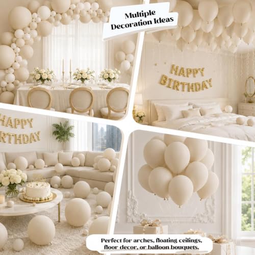 Image of Togvu White Sand Balloons, 50Pack 12 Inch Cream Beige Latex Party Balloons for Wedding Baby Shower Bridal Shower Graduation Easter Birthday Party Decorations