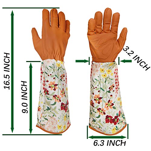 Long Gardening Gloves Women Ladies Thorn Proof Pruning Garden Gloves With Extra Long Forearm Protection, Rose Pruning Puncture Resistant - Thumbnail 7