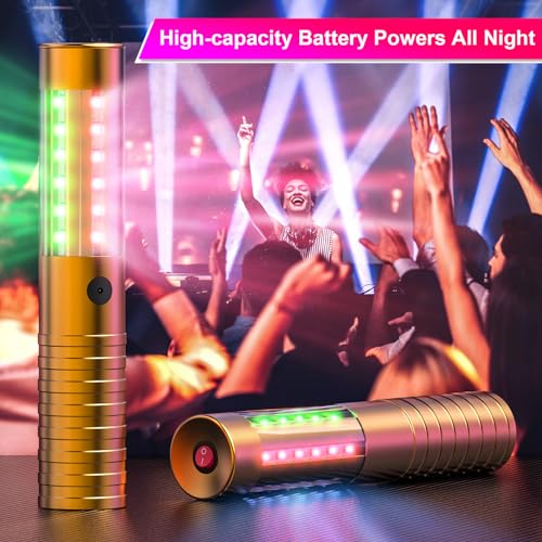 4 PCS Strobe Baton Light Led Bottle Service Sparklers Rechargeable Handheld Light for Liquor Bottles Christmas Night Club Wedding Party Concert Event Outdoor Gold