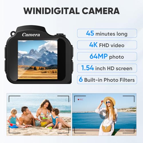 Generic Mini Camera 4K HD Video Recorder - Digital Keychain Camera with 32GB Card, 1.54" HD Display, Long Battery Life, Ultra-Portable Tiny Camera for Travel/Vlog/Night Shots (Black) — view 2