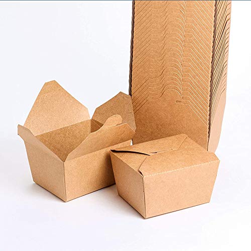 Scatola di Pasta Box Alimenti da Portare con Coperchio Pieghevole 500ml A prova di perdite I Box di Carta Rettangolare I Cartone Kraft Marrone Box Compostabile I Scatole Usa e Getta 200