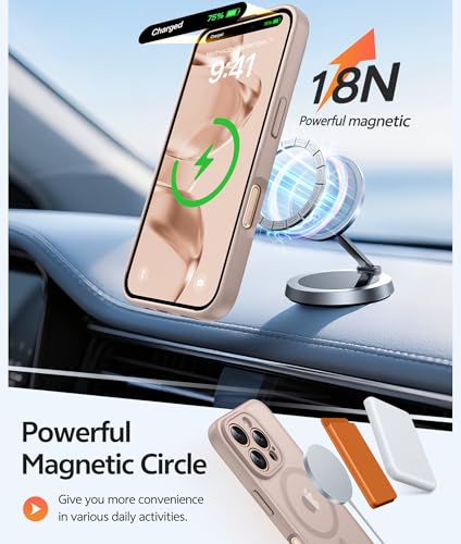 Image of FNTCASE for iPhone 16 Pro Case: [Compatible with Magsafe] Translucent Matte Cases with [Full Camera Protection] [Screen Protector] Military Grade Shockproof Protective Phone Cover - Desert Gold