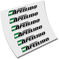 6 PEGATINAS NOMBRE PERSONALIZABLE Y BANDERA VINILO CASCO BTT