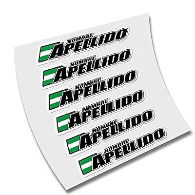 6 PEGATINAS NOMBRE PERSONALIZABLE Y BANDERA VINILO CASCO BTT BICICLETA MOTO (M) | Ya disponible en tu tienda friki favorita! En mundofriki.es! 6 PEGATINAS NOMBRE PERSONALIZABLE Y BANDERA VINILO CASCO BTT BICICLETA MOTO (M) | Ya disponible en tu tienda friki favorita! En mundofriki.es!