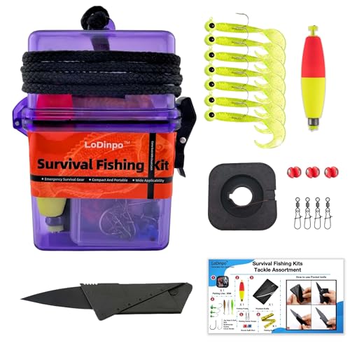 LoDinpo Mini Survival Fishing Kit, Pocket Emergency Fishing Gear