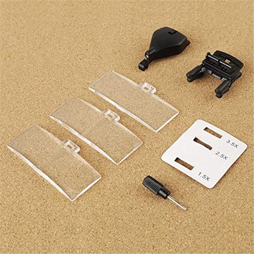 1.5X 2.5X 3.5X Gafas Clip Lupa Manos Libres Cabeza Lupa con luz LED y 3 Lentes de plástico Ajustables para reparación The New