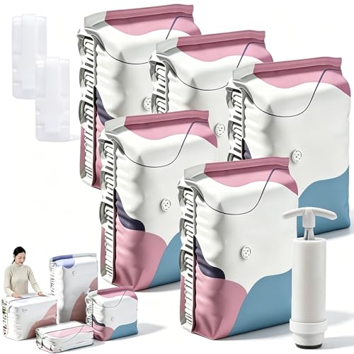 Image of No‑pump Vacuum Storage Bags - 3-Sec Fast Compression, 80% Space Saving, Upgrade Reusable Large 3d Cube Vacuum Seal Bags, Keeps Clothes Dry & Dust‑Free, Press & seal,L /31.5 x 39.4 x 11.8 in:5Pcs