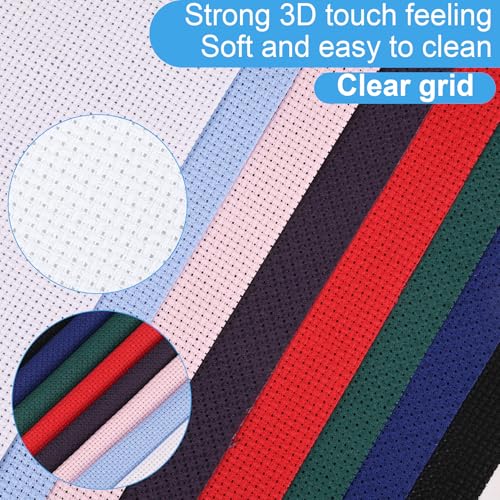Image of 8 PCS Cross Stitch Aida Fabric 14 Count, 8 Colors 9.8 by 9.8 Inch, Classic Reserve Cross Stitch Aida Cloth for Home DIY Embroidery Decoration, Colorful