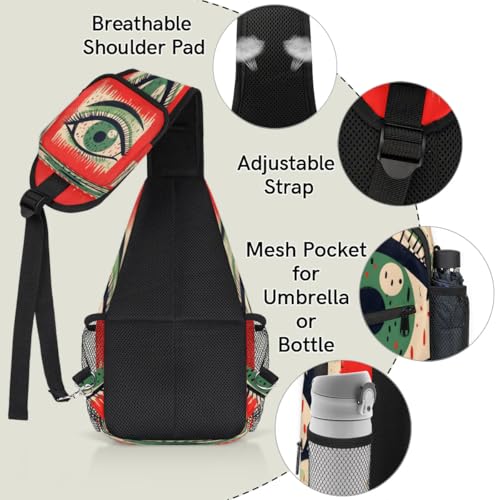 Bolso tipo sling unisex de ojos étnicos para senderismo y viaje miniatura 4