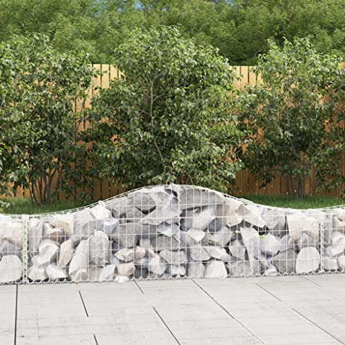 Panier de Gabion Voute 200x30x40/60 cm, Cage en Pierre Metallique Galvanisee pour Mur de Soutenement Decoratif, Barriere Jardin Anti-bruit et Anti-vent, Facile...