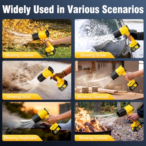 Image of Cordless Leaf Blower, Hand held Leaf Blower with Two 4.0Ah Battery and Charger, Snow Blower with 6 Speed Modes, Lightweight Electric Blowers for Lawn Care, Patio, Yard, Blowing Snow, Leaves, Dust