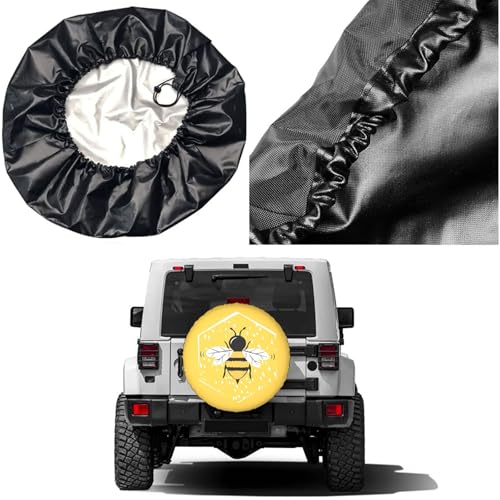 Image of Delerain Spare Tire Cover Cartoon Bee Wheel Covers Waterproof Dust-Proof UV Sun Universal Fit for Jeep Trailer RV SUV Truck and Many Vehicle (17 Inch for Diameter 31 inch-33 inch)