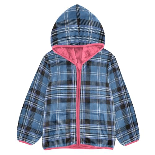 GuoChe Blue Black Tartan Plaid Toddler Boy Fleece Jacket