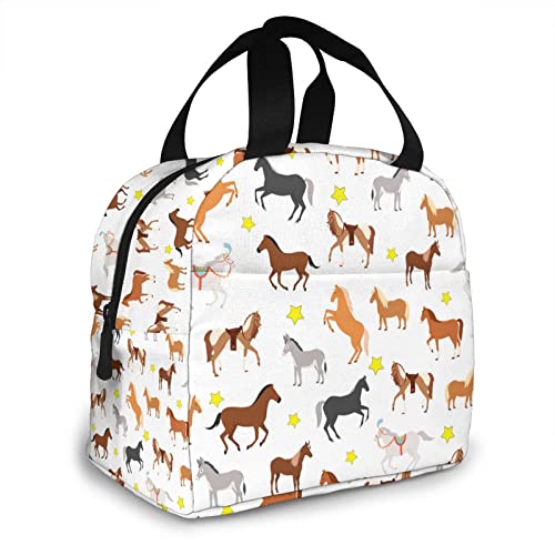 Majoug Horse Portable Lunch Bag Woman Waterproof Tote Shoulder Bags Small Handbags Purses,Shopping Office/School/Picnic/Travel/Camping #TOP1