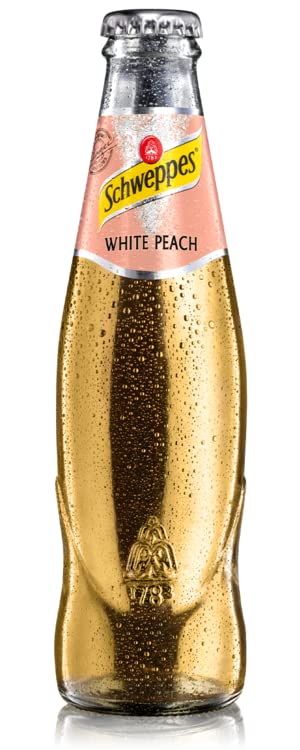 Schweppes White Peach 10 x 200 ml de boisson rafraîchissante en verre avec goût de pêche blanc