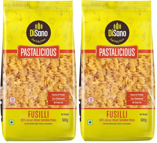 Image of DISANO Pastalicious 100% Durum Wheat Fusilli Pasta, 500 Gram (Pack of 2)