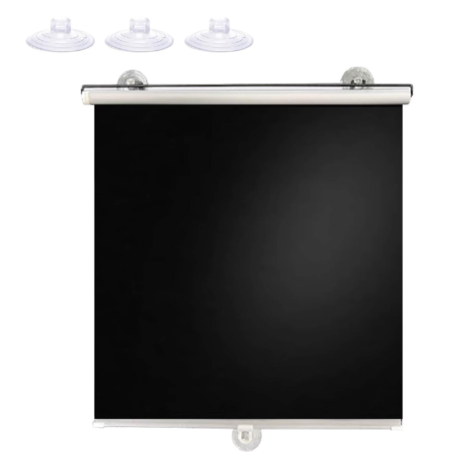DECAKE Black Roller Shades 100% Blackout Thermal Insulated, No Drill with 3 Suction Cups, Retractable for Windows 14-30 Inch Width, Up to 79" Wide (Bathroom, Bedroom, Office)(14" x 48")