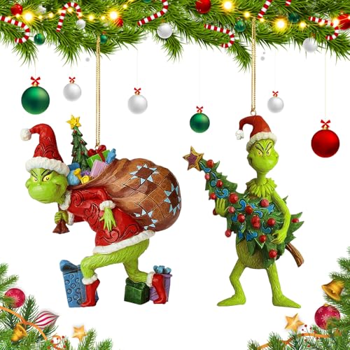 ZPQAODI 2 Stück Grinch Weihnachtsdekorationen, Grinch Hängende...