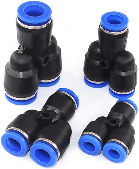 Tee Equal Diameter Y-type Pneumatic Plastic Brass Quick Connecting Pipe Fittings 5Pcs(PY10)