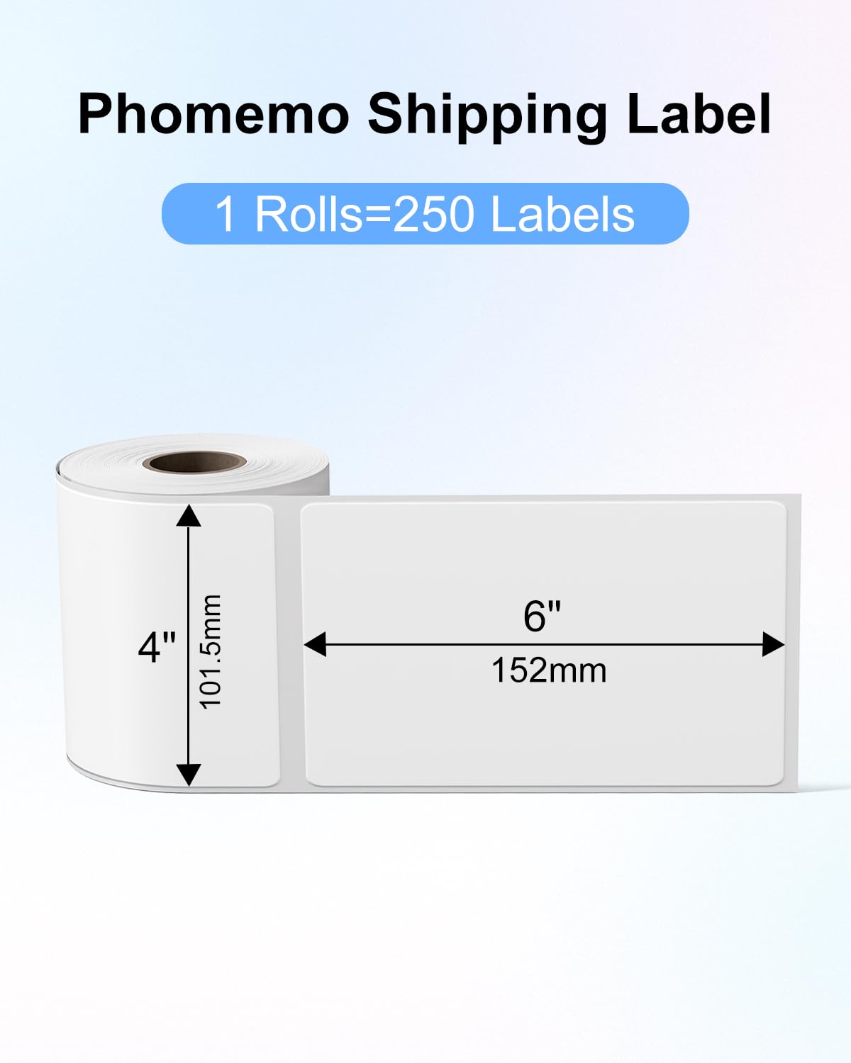 Phomemo DHL Lot de 4 x 6 étiquettes thermiques pour imprimante d'étiquettes 241BT/D520BT/246BT (2 rouleaux, 500 étiquettes)