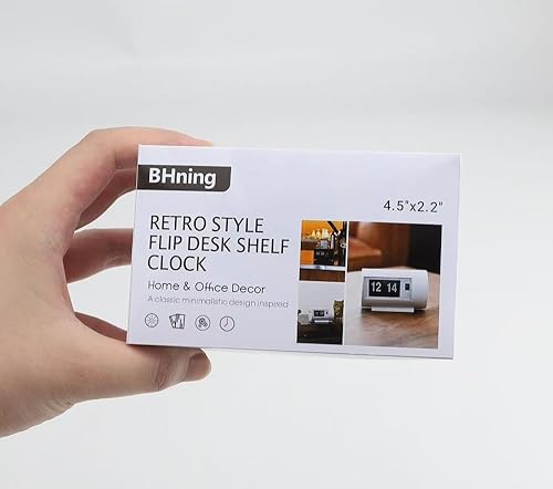 Miniatura 3 de BHning Reloj de mesa retro Reloj automático Flip 12 Horas AMPM Formato Pantalla Reloj Reloj de escritorio Flip Page Turning Relojes (blanco)