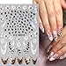 Leopard Print Nail Art Sticker Nail Decals 3D Self-Adhesive French Lines Nail Tip Hibiscus Flower Lace Floral Petals Nail Art Design Gel Polish Slider Decal Nail Charm for Manicure Decoration 4Sheets