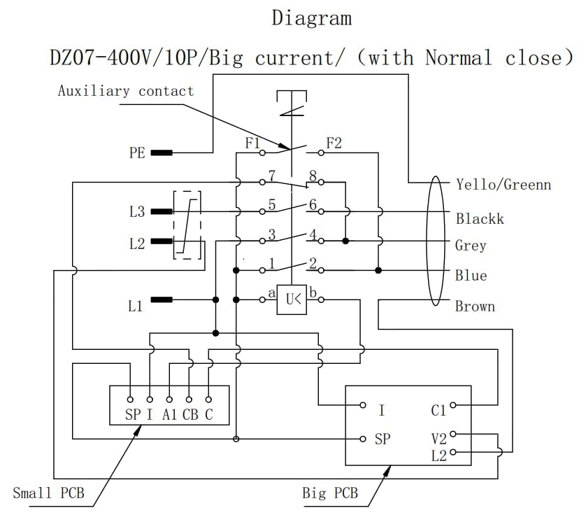 DZ08-4 Kombinationsschalter 400V Motorbremse 1,6m Anschlusskabel