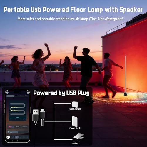 Image of Smart Corner Floor Lamp, RGBICW Color Changing Lamps for Living Room