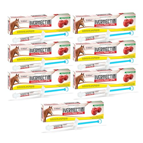 Horse Ivermectin Paste 1.87% – Apple Flavored Oral Horse Dewormer Syringe – 6.08g Tube Treats Horses Up to 1250 LB [Pack-7]